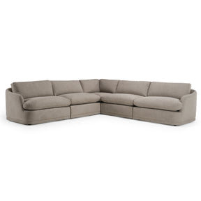 Chantry - Modern Grey Sand Fabric Sectional Sofa - View Image 1