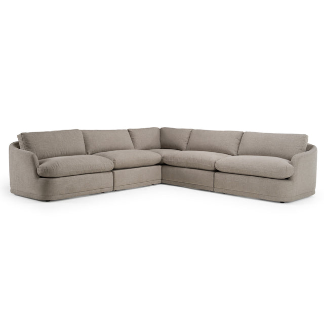 Chantry - Modern Grey Sand Fabric Sectional Sofa - View Image 1