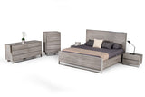 Charlene Modern Grey Elm and Stainless Steel EK Bedroom Set - View Image 1
