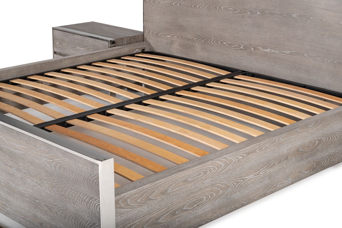 Charlene Modern Grey Elm and Stainless Steel EK Bedroom Set