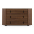 Chelton - Contemporary White Ceramic & Walnut 3-Drawer Dresser - View Image 1