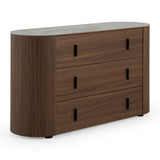 Chelton - Contemporary White Ceramic & Walnut 3-Drawer Dresser - View Image 1