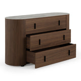 Chelton - Contemporary White Ceramic & Walnut 3-Drawer Dresser - View Image 1
