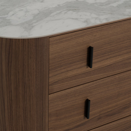 Chelton - Contemporary White Ceramic & Walnut 3-Drawer Dresser - View Image 1