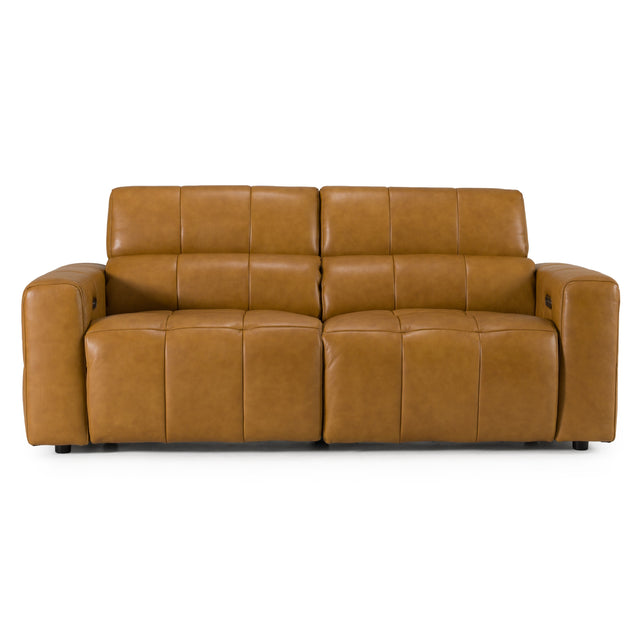 Chevak - Modern Brown Leather Sofa w/ 2 Recliners - View Image 1