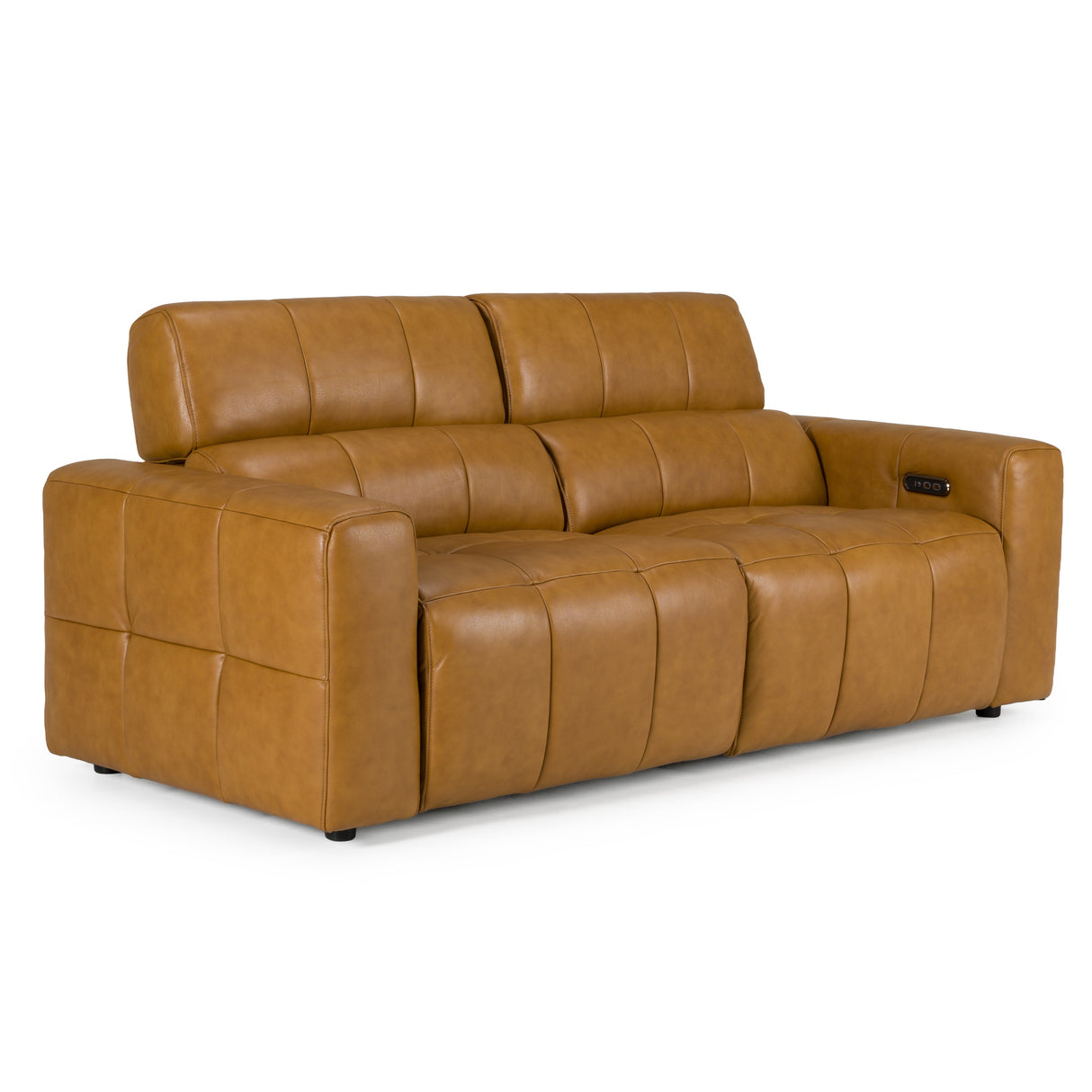 Chevak - Modern Brown Leather Sofa w/ 2 Recliners - View Image 1