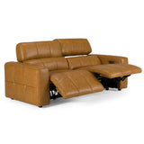 Chevak - Modern Brown Leather Sofa w/ 2 Recliners - View Image 1