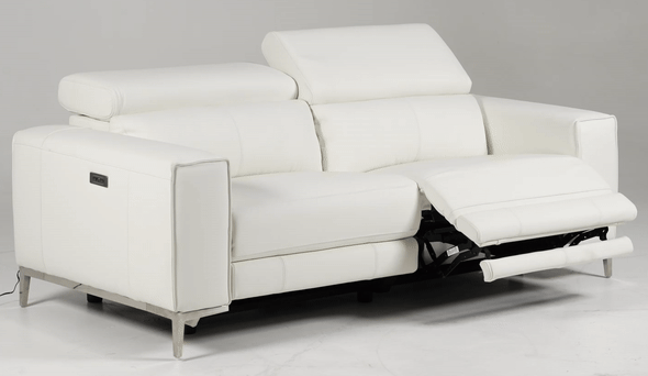 Chignik - Modern White Leather Sofa w/ 2 Recliners - View Image 1