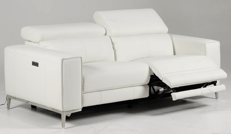 Chignik - Modern White Leather Sofa w/ 2 Recliners - View Image 1