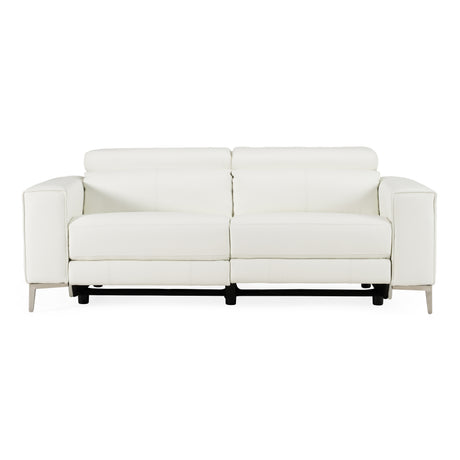 Chignik - Modern White Leather Sofa w/ 2 Recliners - View Image 1