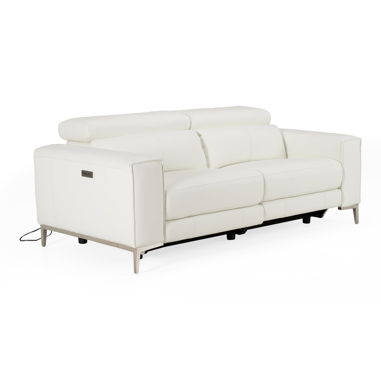 Chignik - Modern White Leather Sofa w/ 2 Recliners - View Image 1