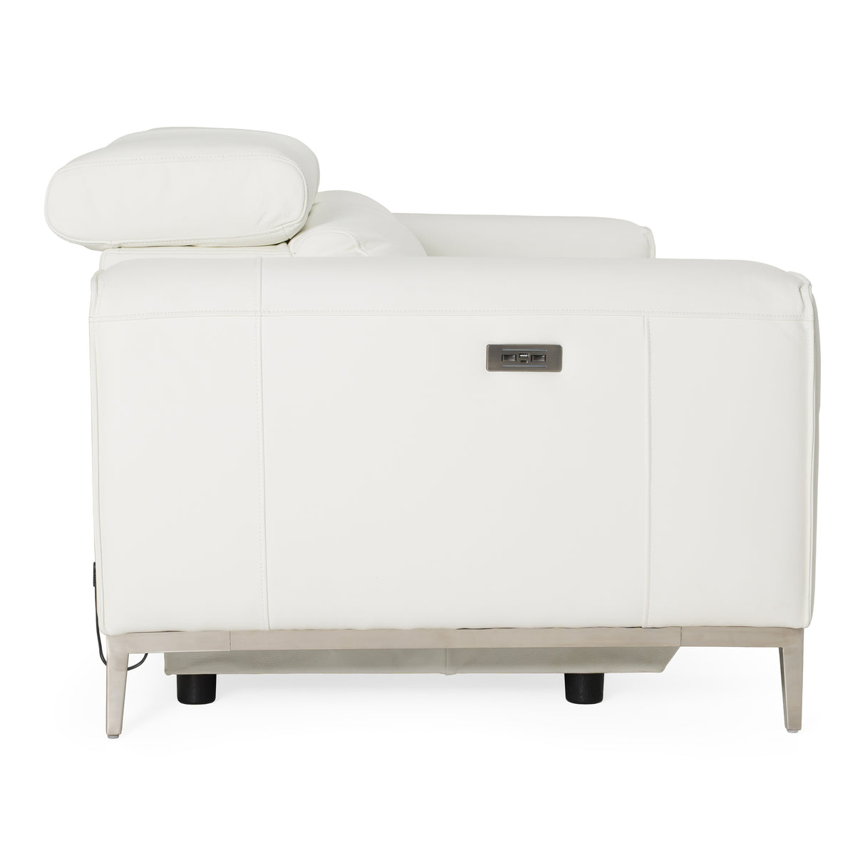Chignik - Modern White Leather Sofa w/ 2 Recliners - View Image 1