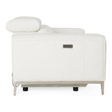 Chignik - Modern White Leather Sofa w/ 2 Recliners - View Image 1