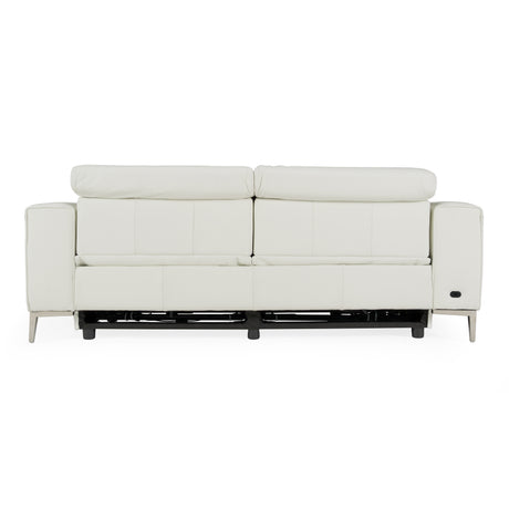 Chignik - Modern White Leather Sofa w/ 2 Recliners - View Image 1