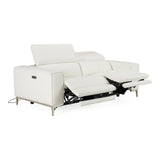 Chignik - Modern White Leather Sofa w/ 2 Recliners - View Image 1