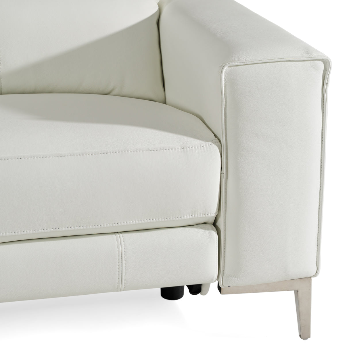 Chignik - Modern White Leather Sofa w/ 2 Recliners - View Image 1