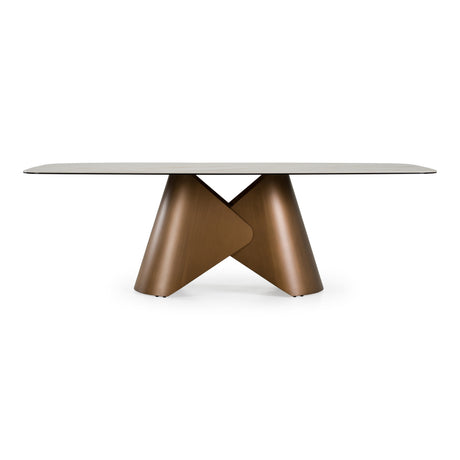 Chiswell - Contemporary White Ceramic + Brushed Brass Dining Table - View Image 1