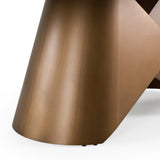 Chiswell - Contemporary White Ceramic + Brushed Brass Dining Table - View Image 1