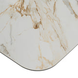 Chiswell - Contemporary White Ceramic + Brushed Brass Dining Table - View Image 1