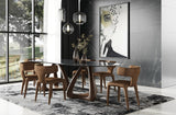 Christy - Mid-Century Modern Grey Glass + Walnut Oval Dining Table - View Image 1