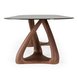 Christy - Mid-Century Modern Grey Glass + Walnut Oval Dining Table - View Image 1