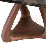 Christy - Mid-Century Modern Grey Glass + Walnut Oval Dining Table - View Image 1