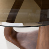 Christy - Mid-Century Modern Grey Glass + Walnut Oval Dining Table - View Image 1