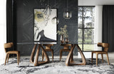 Christy - Mid-Century Modern Grey Glass + Walnut Oval Dining Table - View Image 1