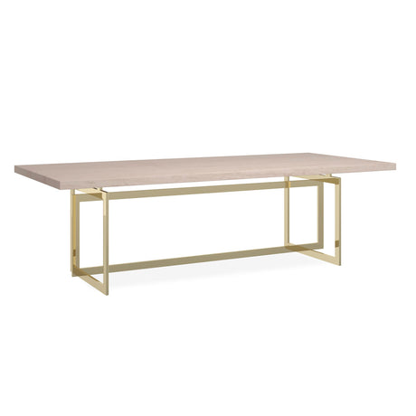 Wish You Were Here 100" Travertine Dining Table with Whisper of Gold Base – Caracole