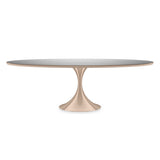 Semper 96" Oval Dining Table with Silver Mirror Top and Whisper of Gold Base – Caracole