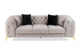 Clarice - Transitional Light Beige Velvet Sofa - View Image 1