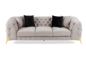Clarice - Transitional Light Beige Velvet Sofa - View Image 1