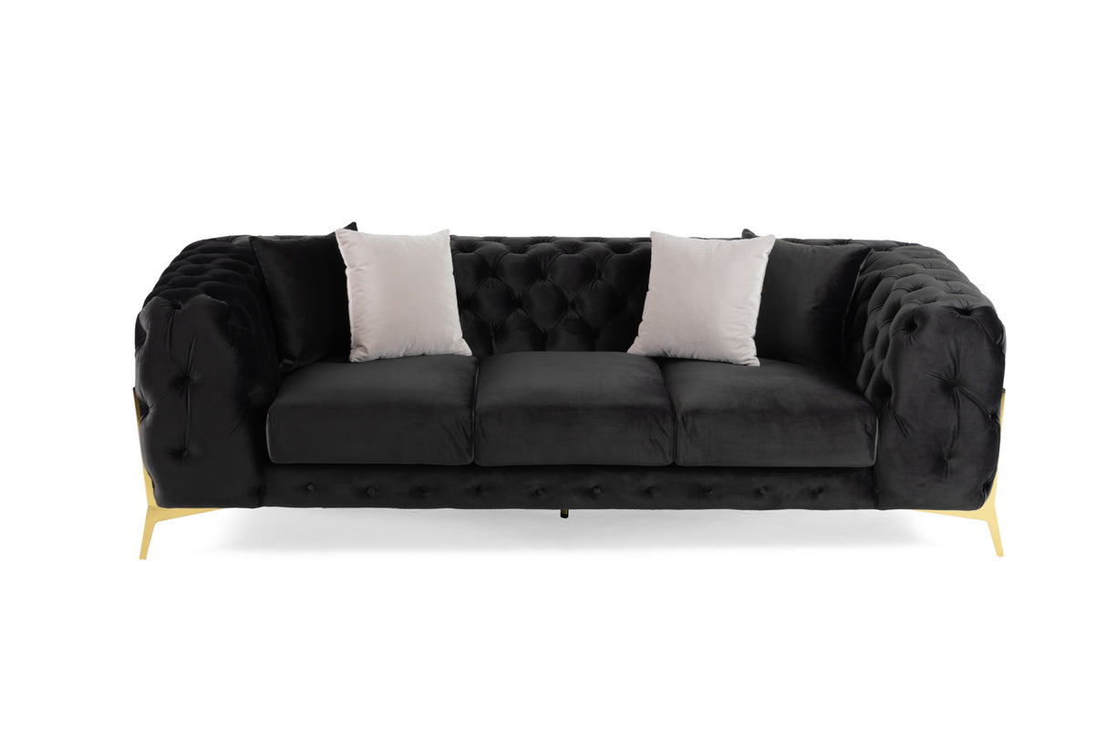 Clarice - Transitional Black Velvet Sofa - View Image 1
