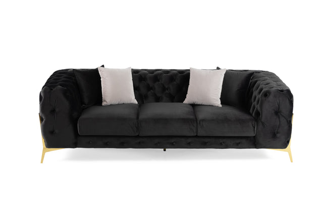 Clarice - Transitional Black Velvet Sofa - View Image 1