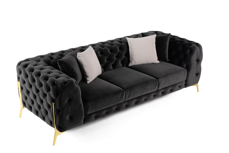 Clarice - Transitional Black Velvet Sofa - View Image 1