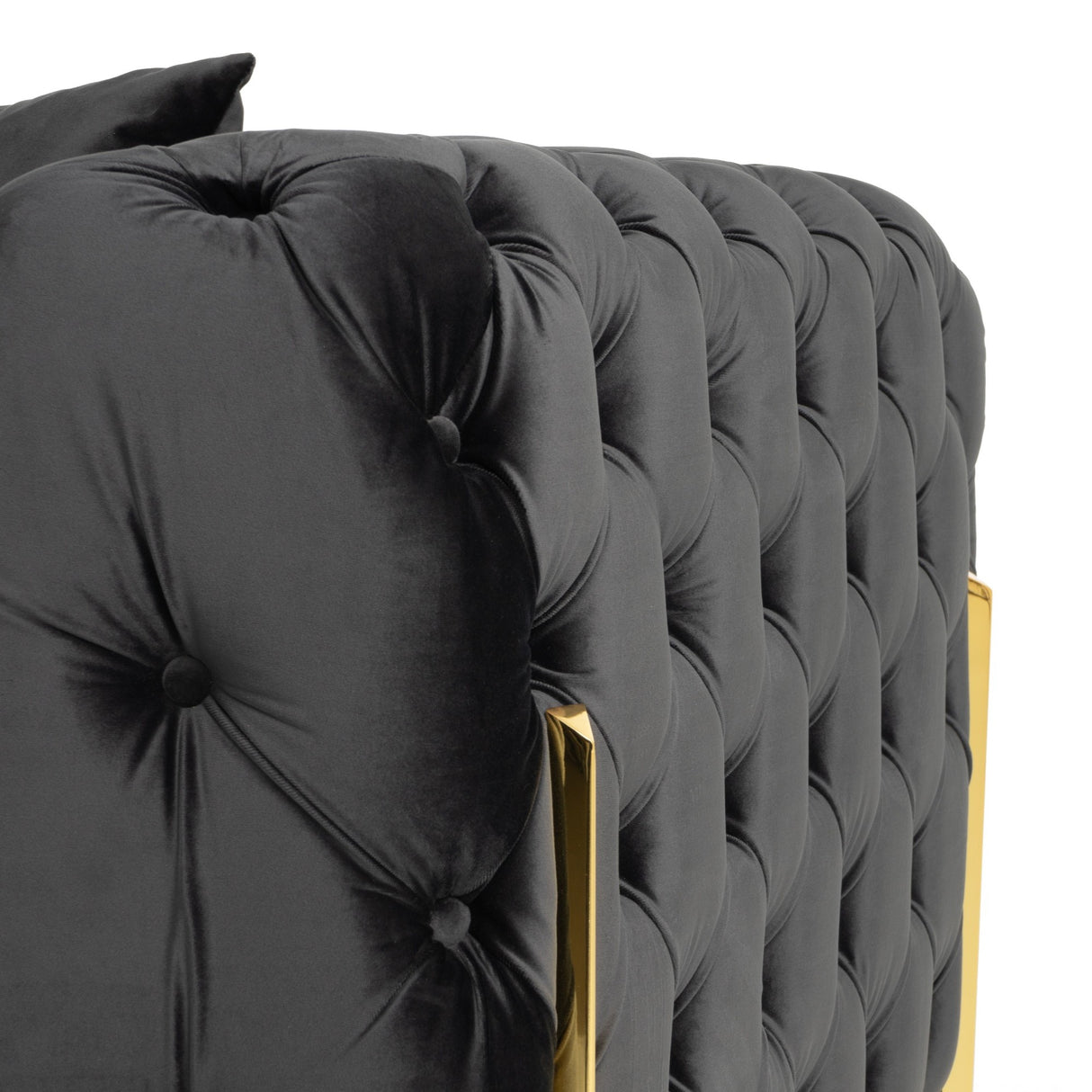 Clarice - Transitional Black Velvet Sofa - View Image 1