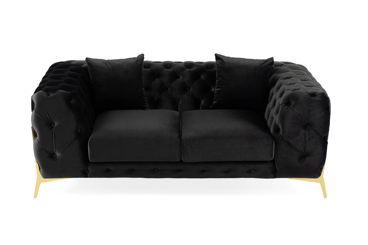 Clarice - Transitional Black Velvet Loveseat - View Image 1