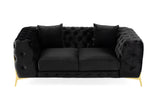 Clarice - Transitional Black Velvet Loveseat - View Image 1