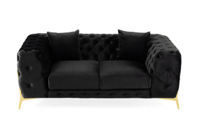 Clarice - Transitional Black Velvet Loveseat - View Image 1