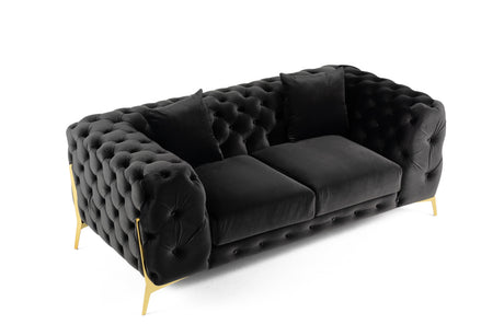 Clarice - Transitional Black Velvet Loveseat - View Image 1