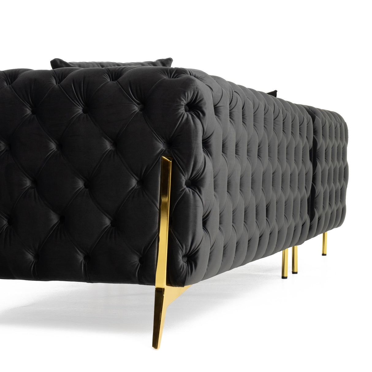 Clarice - Transitional Black Velvet Sectional Sofa - View Image 1