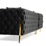 Clarice - Transitional Black Velvet Sectional Sofa - View Image 1