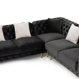 Clarice - Transitional Black Velvet Sectional Sofa - View Image 1
