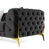Clarice - Transitional Black Velvet Sectional Sofa - View Image 1