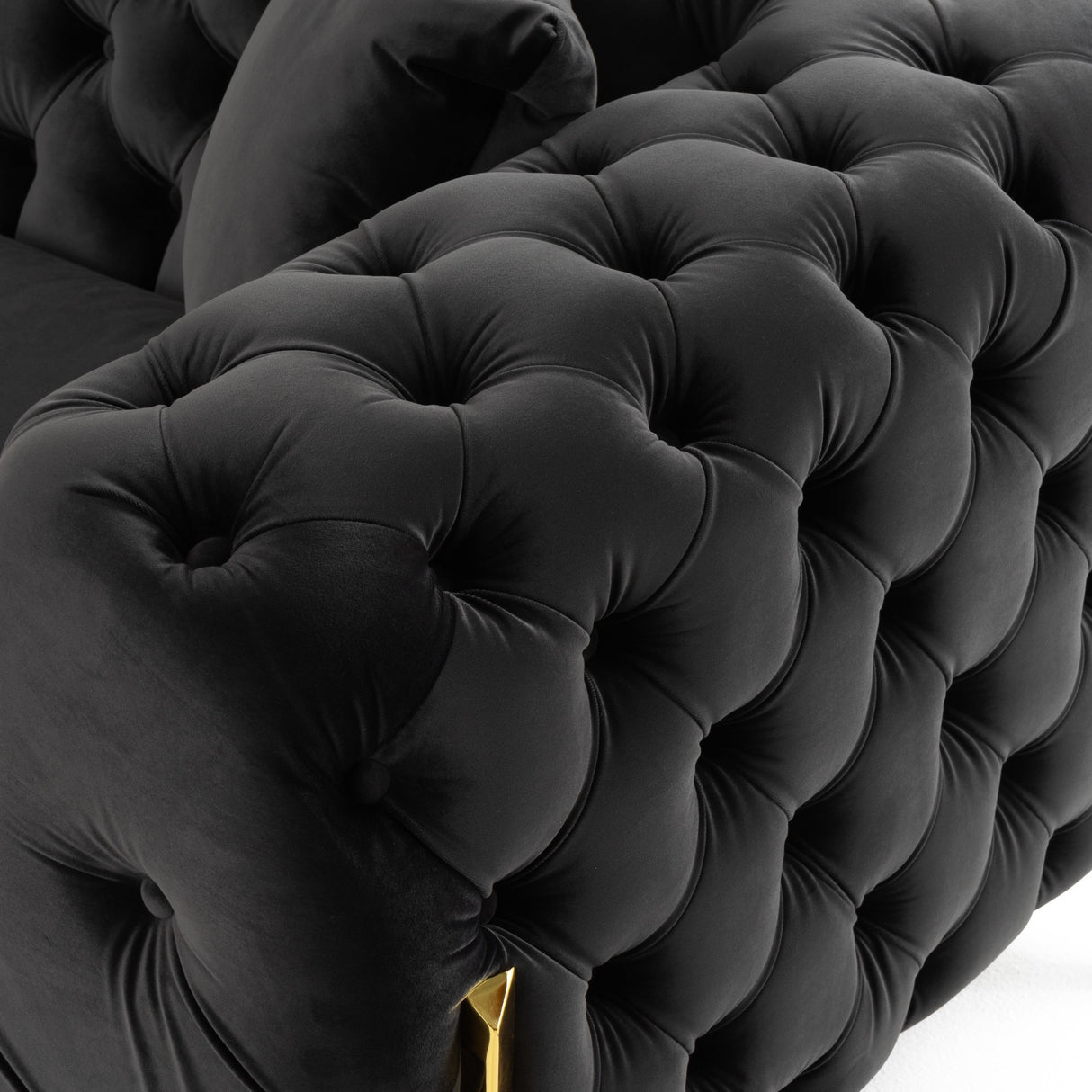 Clarice - Transitional Black Velvet Sectional Sofa - View Image 1