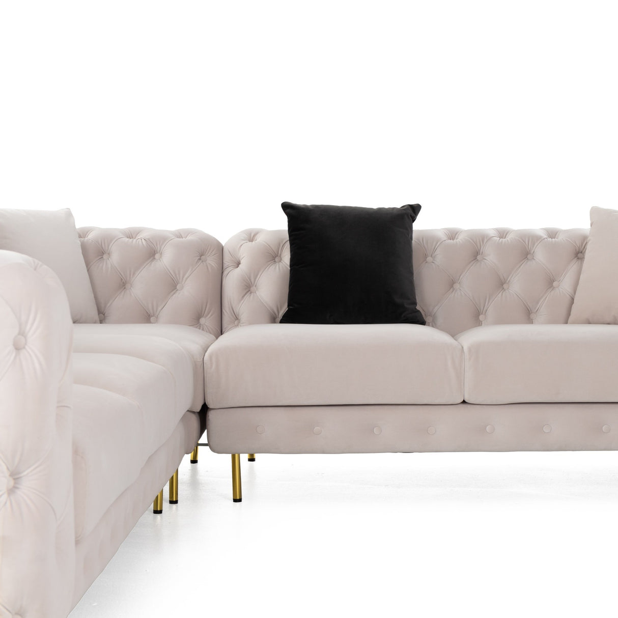 Clarice - Transitional Light Beige Velvet Sectional Sofa - View Image 1