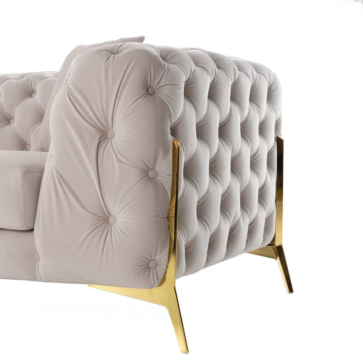 Clarice - Transitional Light Beige Velvet Sectional Sofa - View Image 1