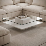 Modrest Clarion - Modern White & Clear Glass Coffee Table