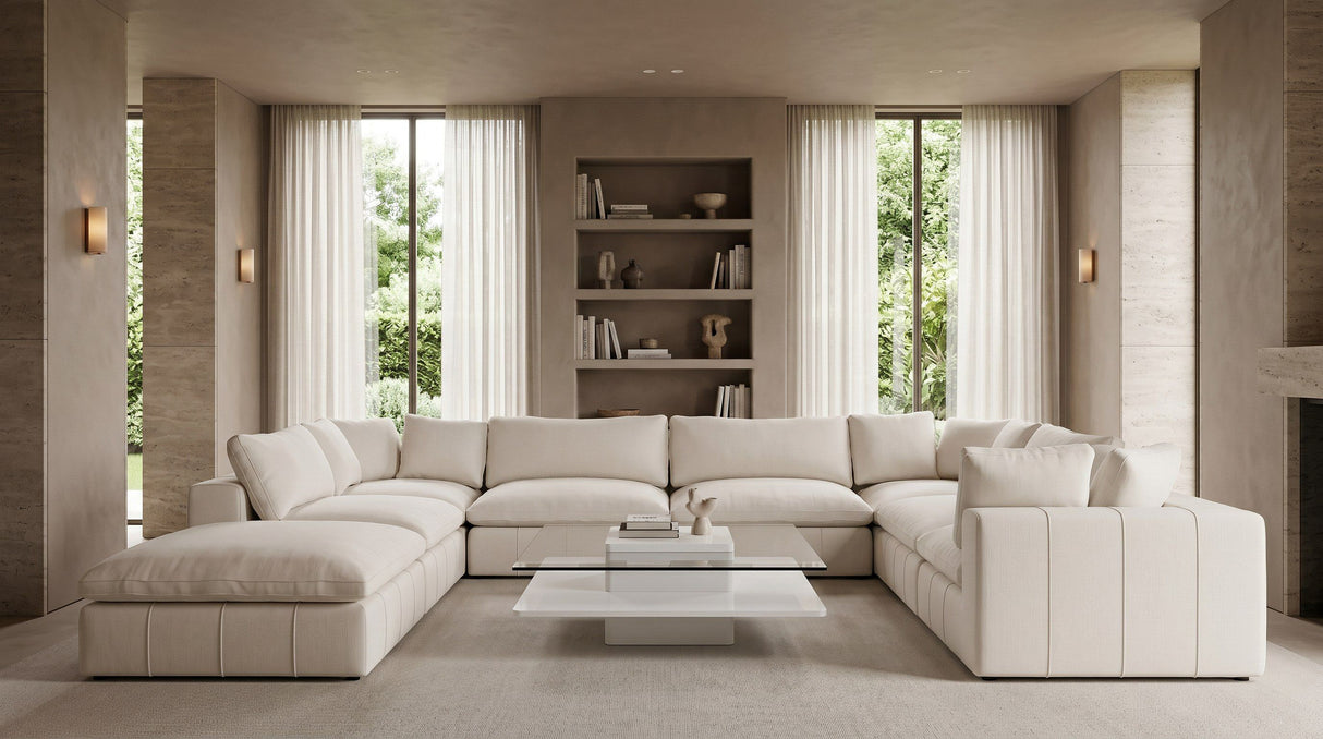 Modrest Clarion - Modern White & Clear Glass Coffee Table
