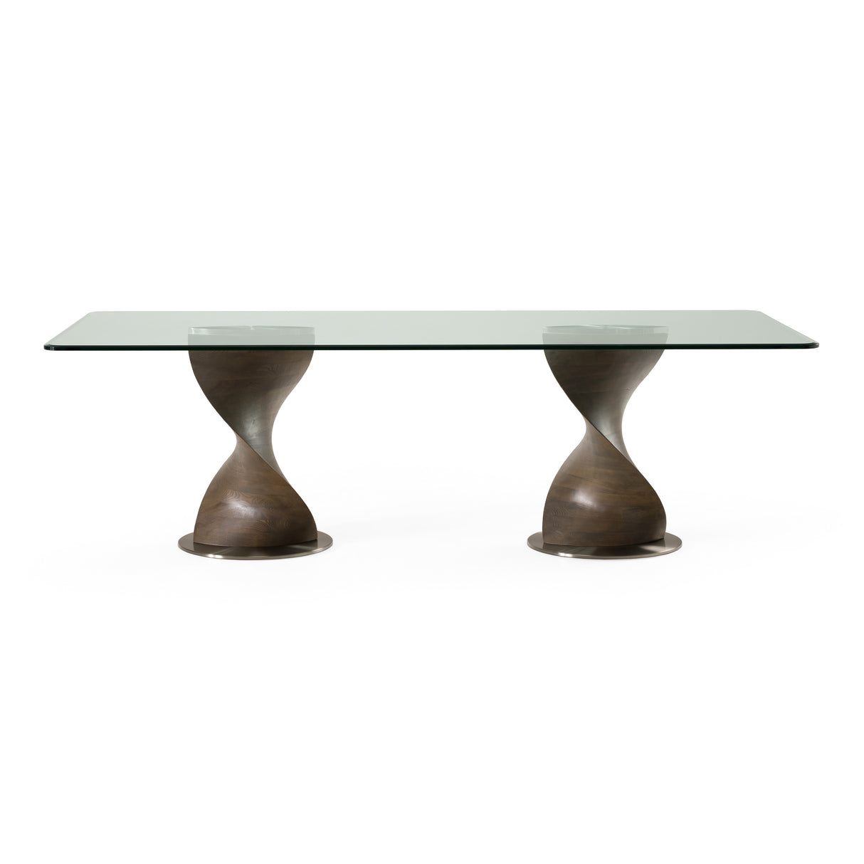 Cleveland - Contemporary Glass and Grey Ash Dining Table - View Image 1